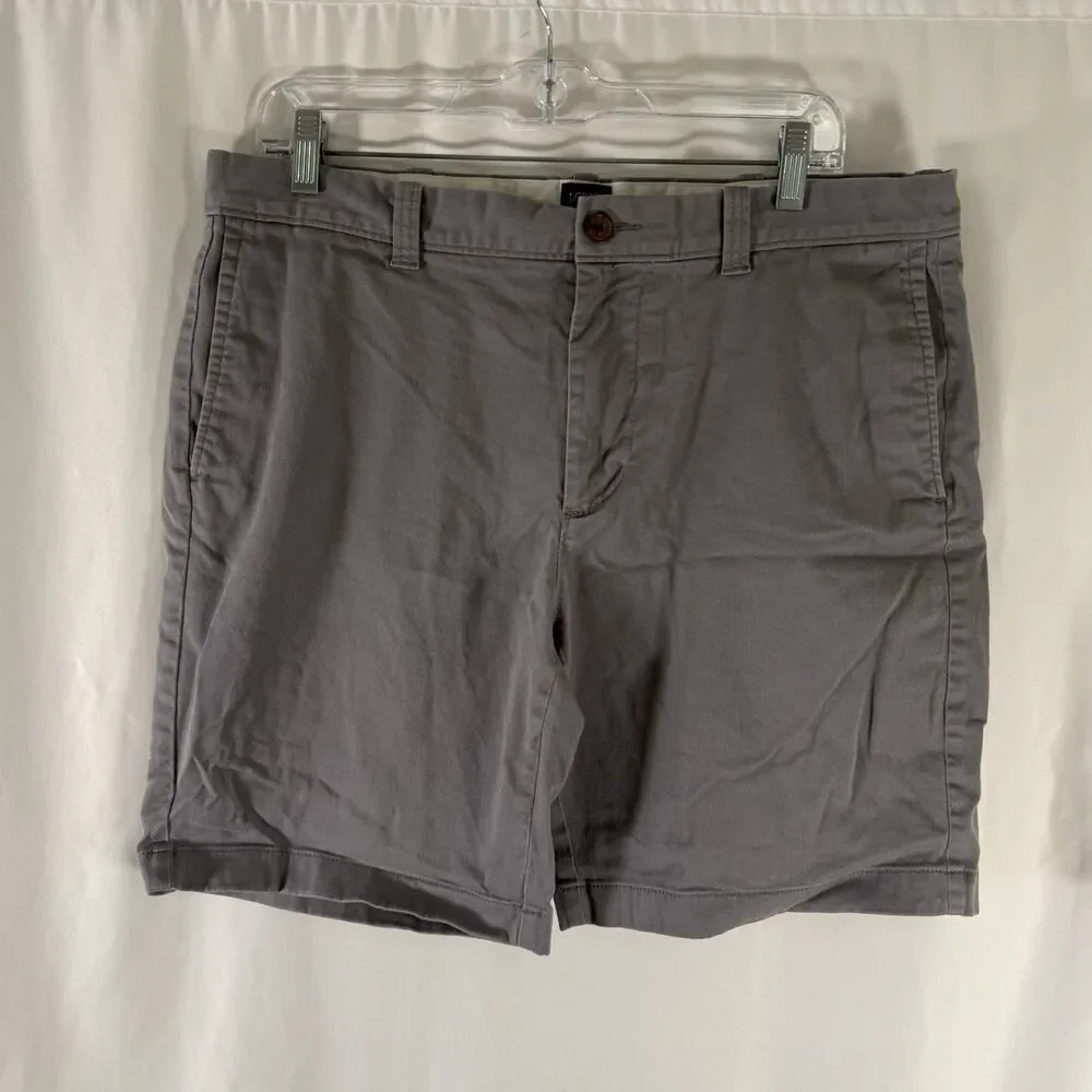J. Crew Chino Shorts Men's 34 Grey Button Zip Slash Pocket Flat Front 9